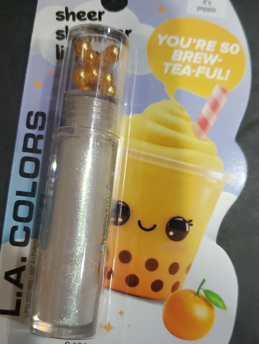2pack bobba tea it's poppin you're so brew-tea-ful sheer shimmer lipgloss set